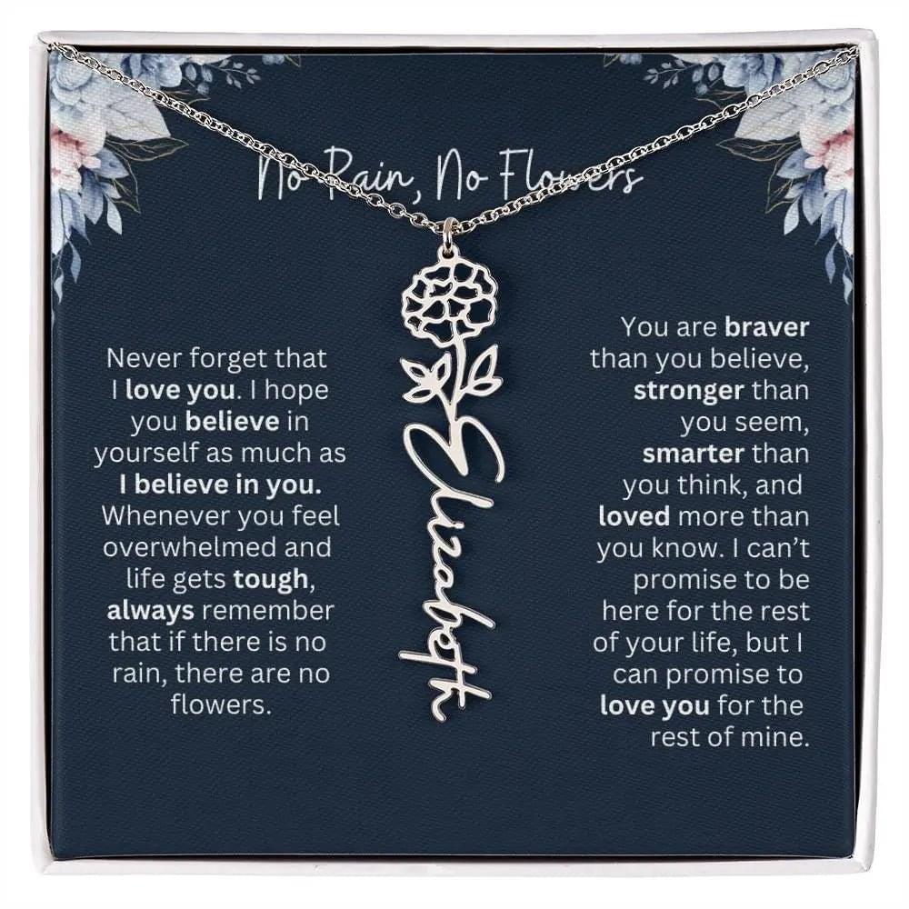 Personalized Birth Flower Name Necklace | Most Meaningful Birthday Gift for Daughter from Dad
