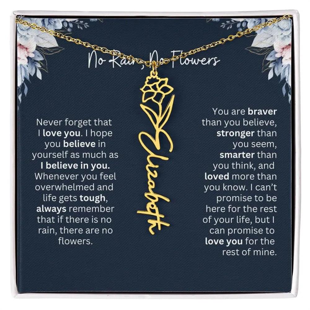 Personalized Birth Flower Name Necklace | Most Meaningful Birthday Gift for Daughter from Dad