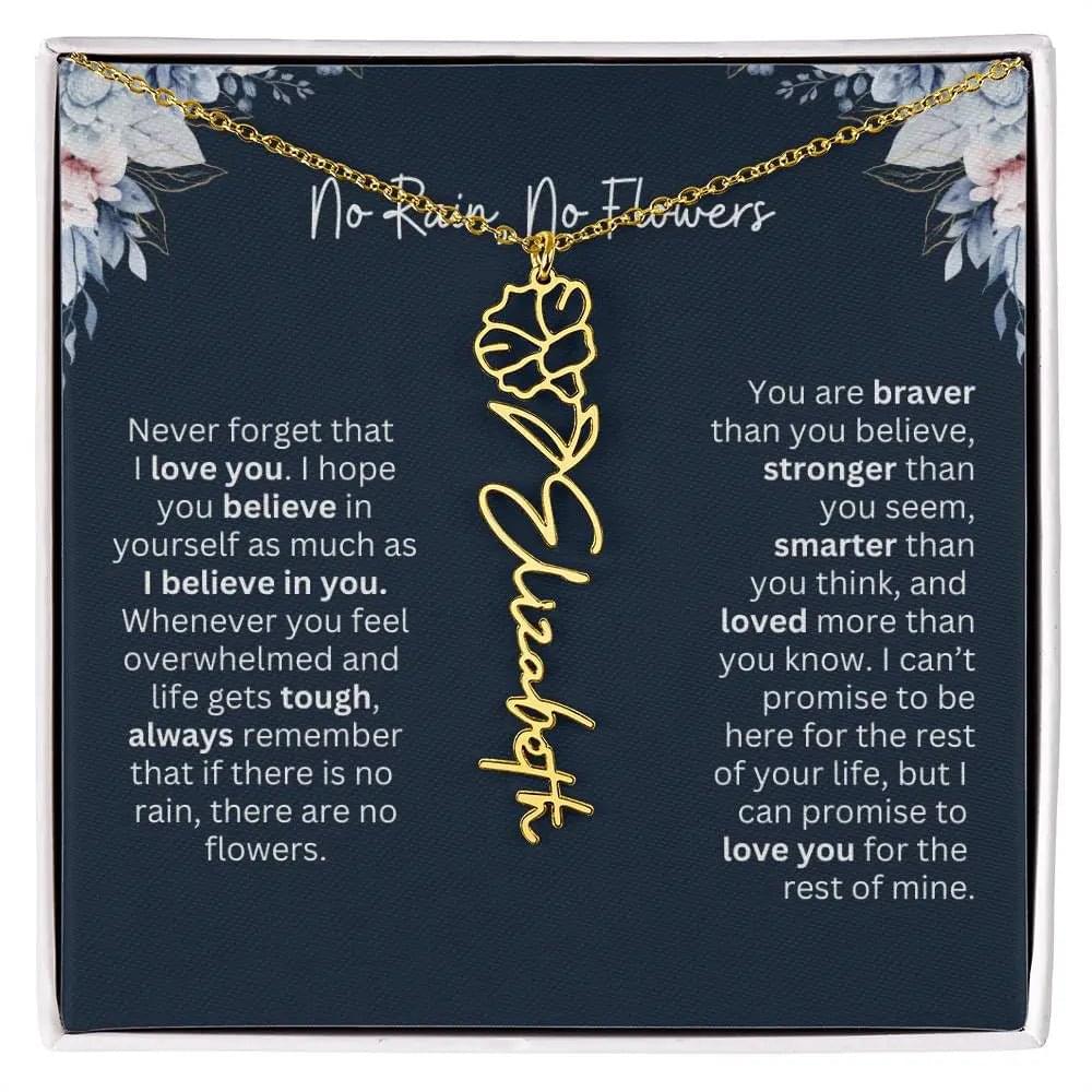 Personalized Birth Flower Name Necklace | Most Meaningful Birthday Gift for Daughter from Dad
