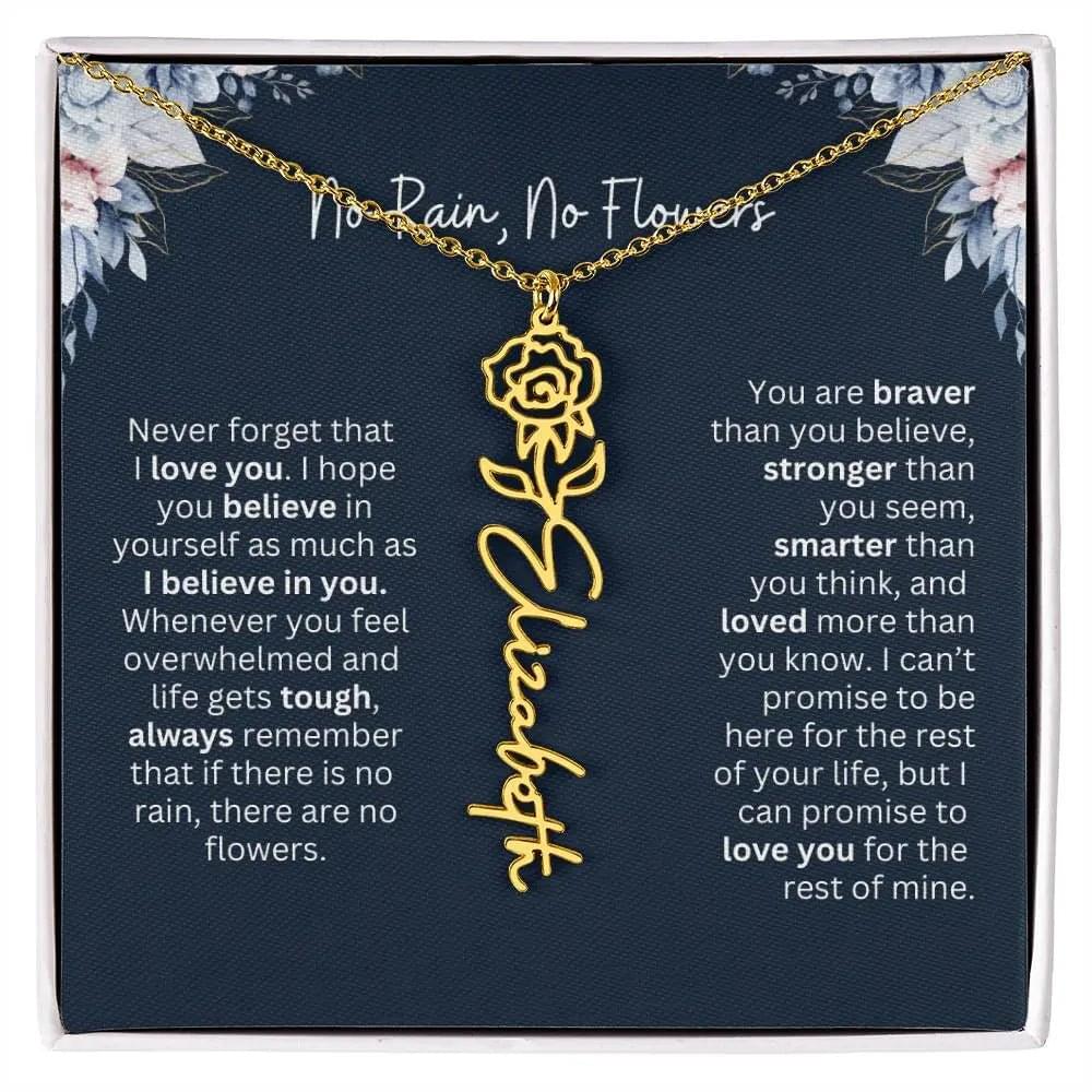 Personalized Birth Flower Name Necklace | Most Meaningful Birthday Gift for Daughter from Dad