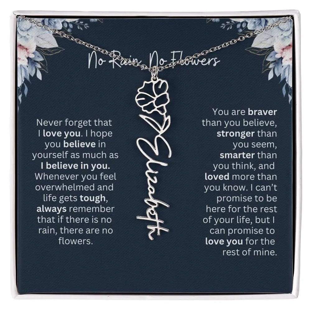 Personalized Birth Flower Name Necklace | Most Meaningful Birthday Gift for Daughter from Dad