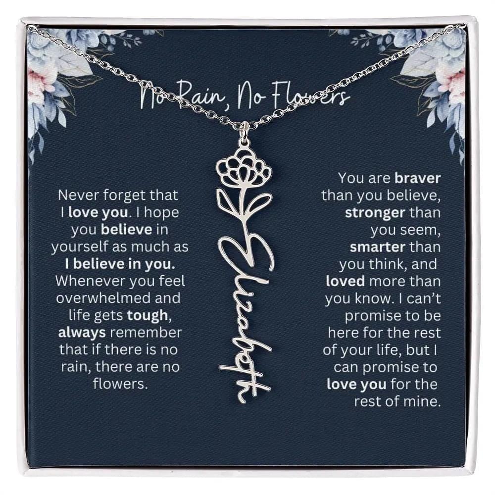 Personalized Birth Flower Name Necklace | Most Meaningful Birthday Gift for Daughter from Dad