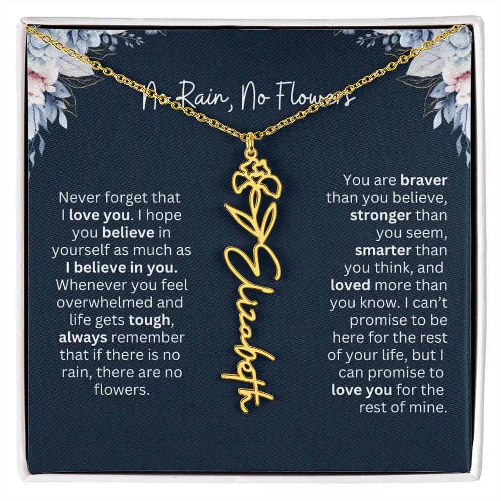 Personalized Birth Flower Name Necklace | Most Meaningful Birthday Gift for Daughter from Dad
