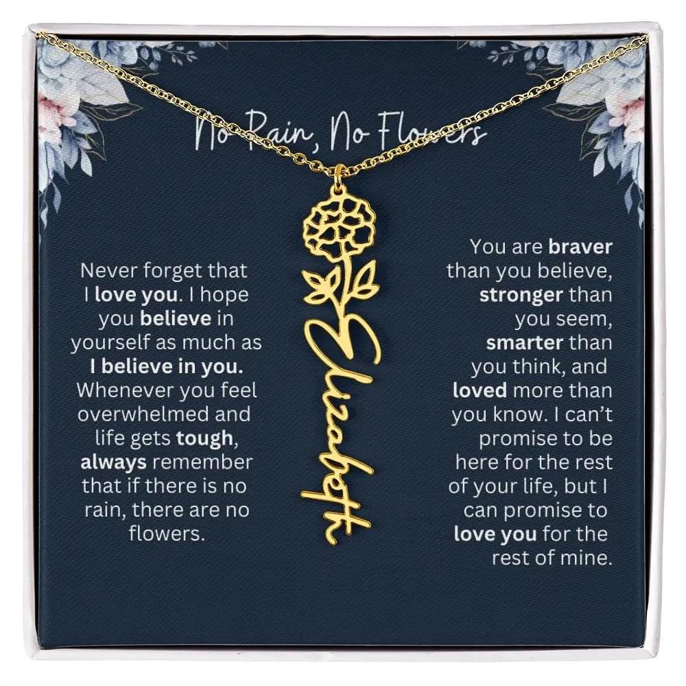 Personalized Birth Flower Name Necklace | Most Meaningful Birthday Gift for Daughter from Dad
