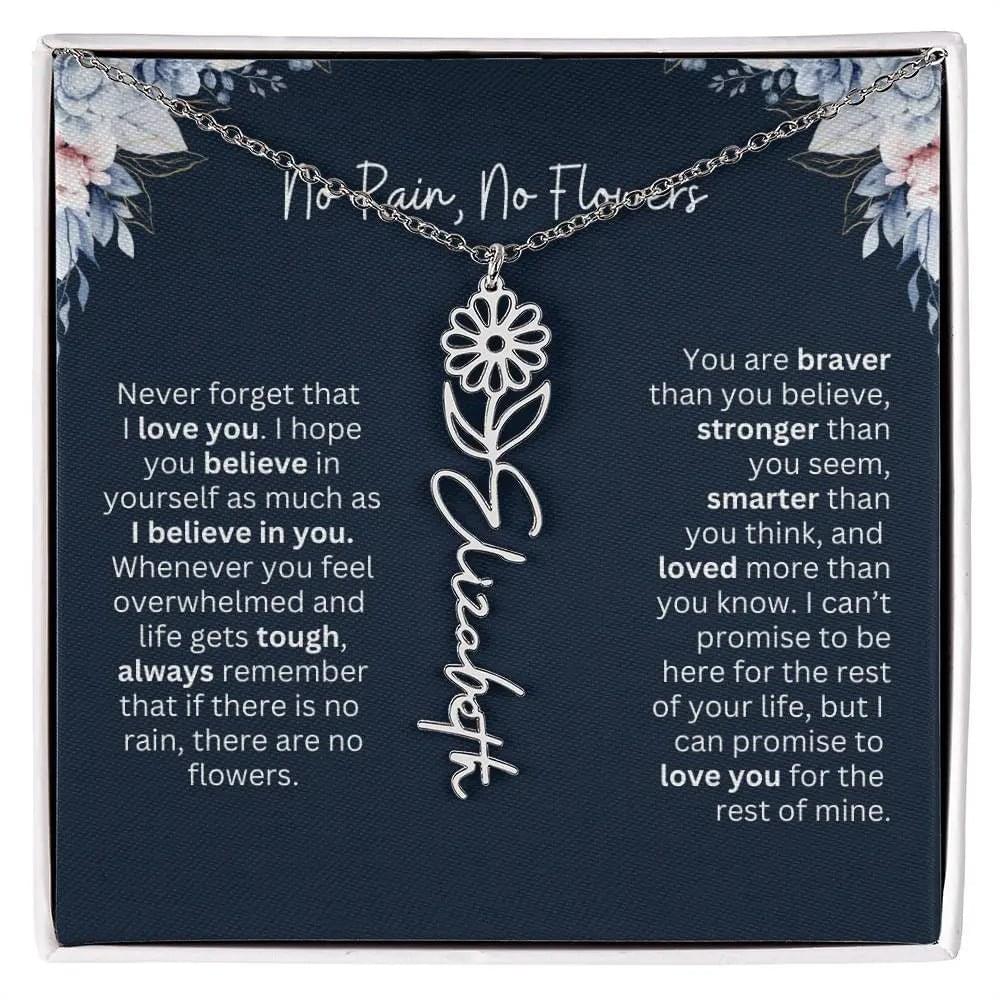 Personalized Birth Flower Name Necklace | Most Meaningful Birthday Gift for Daughter from Dad