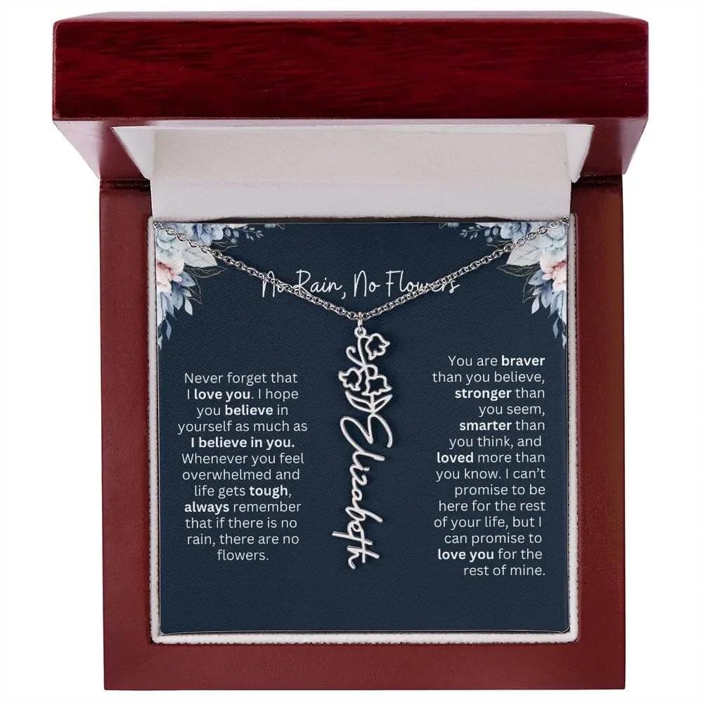 Personalized Birth Flower Name Necklace | Most Meaningful Birthday Gift for Daughter from Dad