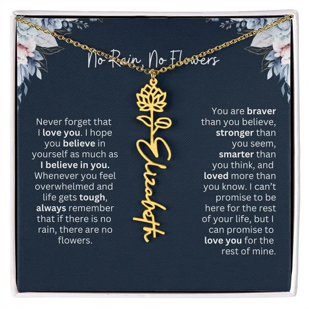 Personalized Birth Flower Name Necklace | Most Meaningful Birthday Gift for Daughter from Dad