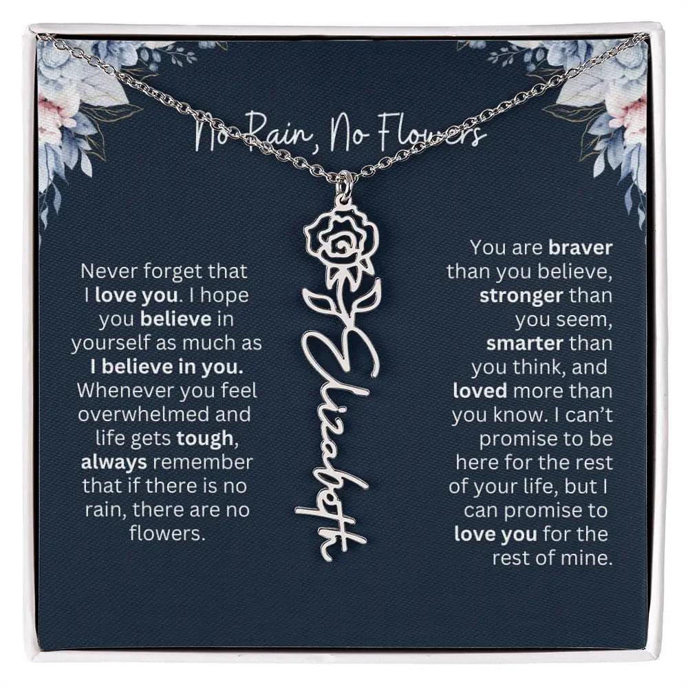 Personalized Birth Flower Name Necklace | Most Meaningful Birthday Gift for Daughter from Dad