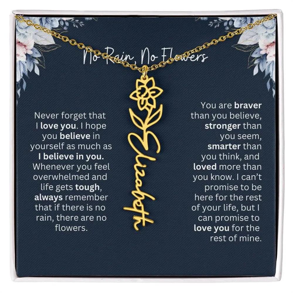 Personalized Birth Flower Name Necklace | Most Meaningful Birthday Gift for Daughter from Dad