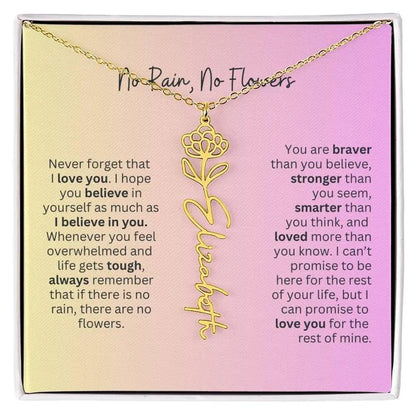 No Rain - No Flowers I Birth Necklace I Name Necklace I Pink