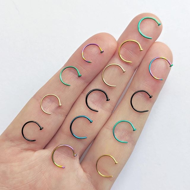 18G 5/16 Blue Anodized Titanium Nose Hoop