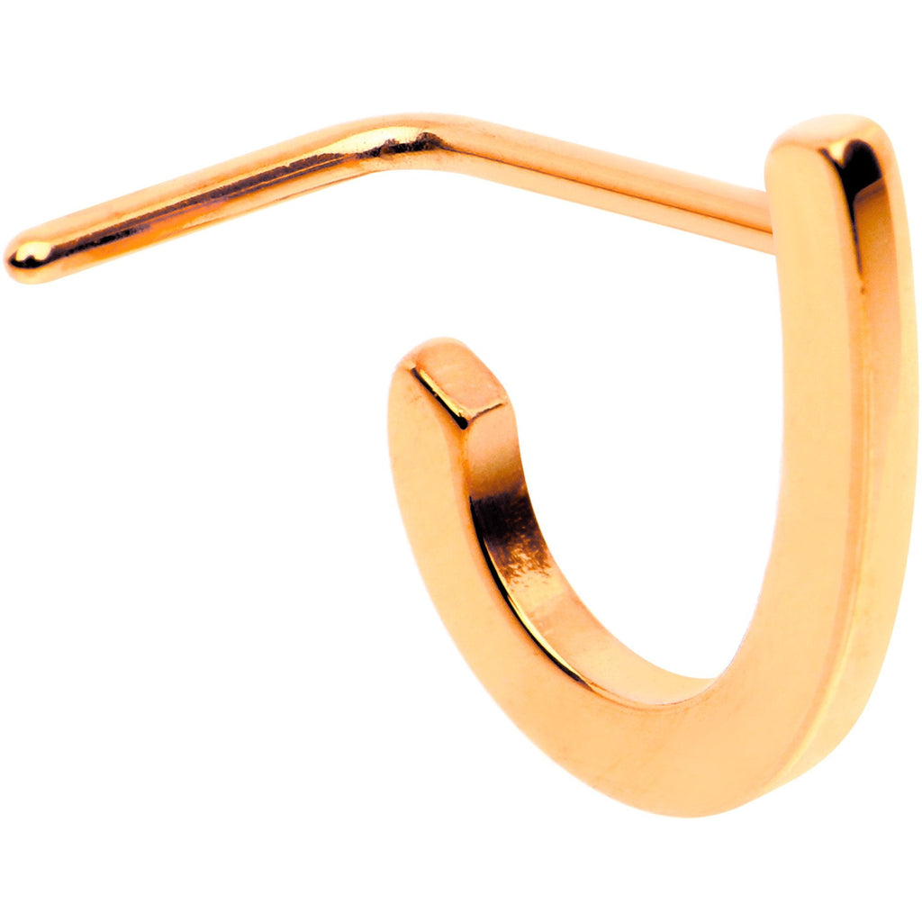 20G Rose Gold Tone Faux Hoop L Shaped Nose Ring
