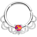 16G 5/16 Red Faux Opal Platinum Plated Seamless Circular Ring