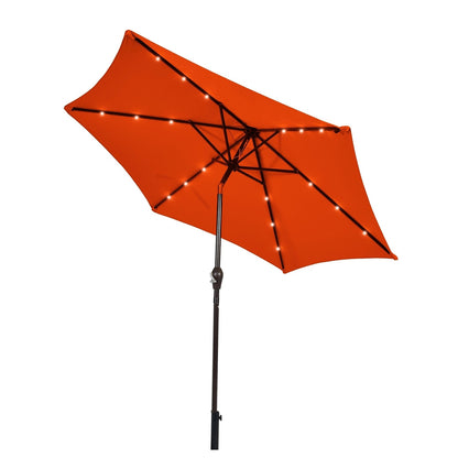 9 Feet Solar LED Lighted Patio Market Umbrella Tilt Adjustment Crank Lift