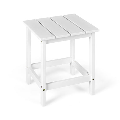 15 Inch Patio Square Wooden Slat End Side Coffee Table for Garden