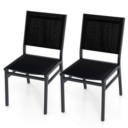 Outdoor Dining Chairs with Breathable Seat and Backrest for Backyard Porch Poolside