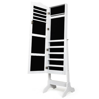 Mirrored Lockable Jewelry Cabinet Armoire Organizer Storage Box