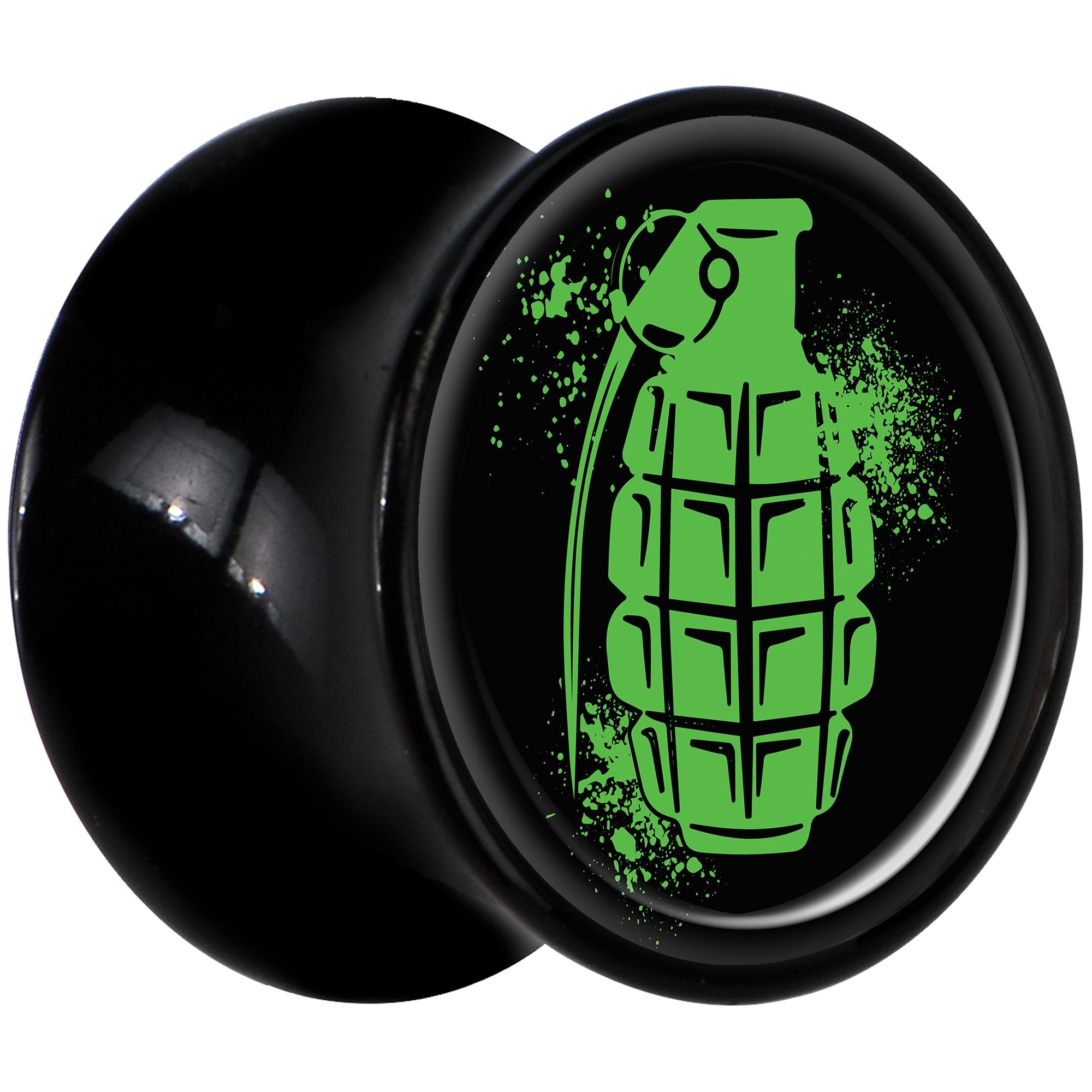 Black Acrylic Green Grenade Saddle Plug Set 1/2