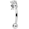 5/16 Clear CZ Gem Big Bling Curved Eyebrow Ring