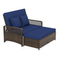 Patio Adjustable Wicker Daybed with 4-Level Backrest and Soft Cushions