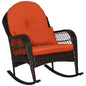 Patio Rattan Rocking Chair with Seat Back Cushions and Waist Pillow