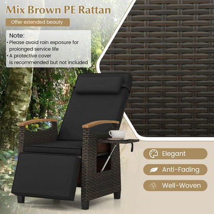 Patio Wicker Recliner Chair with Adjustable Backrest and Footrest