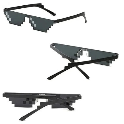 Pixel Mosaic Sunglasses | Funny Retro Gamer Glasses for Party and Cosplay