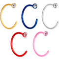 20G 5/16 Clear Gem Multicolor Pack Set of 5 Twisted Nose Hoop Rings