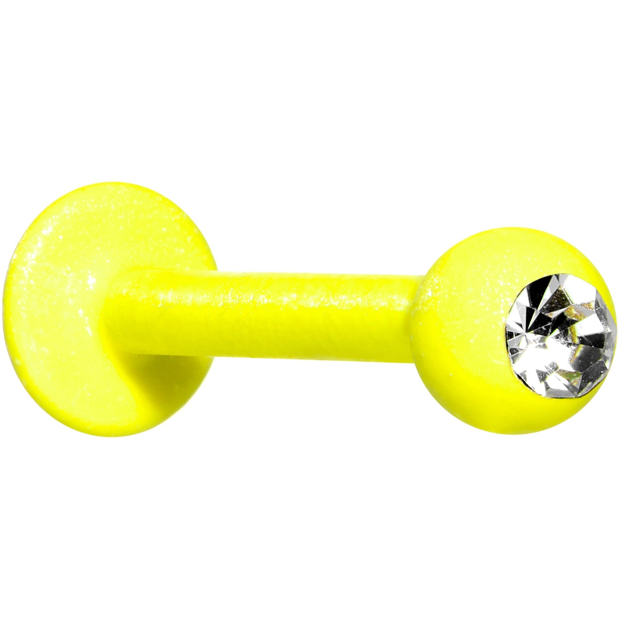 16G 3/8 Clear Gem Yellow Glow In The Dark Effect Labret Monroe