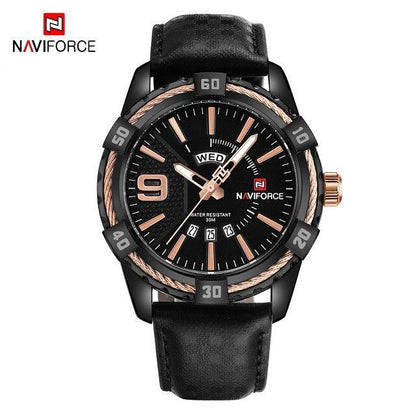 Men's Waterproof Leaghter Watch With Day, Date and Fluorescent Hands Perfect Gift For Your Man
