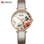 Womens Watches With Decoupage Flower Patterns And Details Of Large Roman Numbers