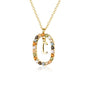 Sterling Silver Gold 26 Alphabet B J P Letters A M Initial Long Chain Necklace Summer Colorful Zircon Ovals