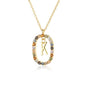 Sterling Silver Gold 26 Alphabet B J P Letters A M Initial Long Chain Necklace Summer Colorful Zircon Ovals