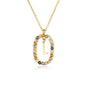 Sterling Silver Gold 26 Alphabet B J P Letters A M Initial Long Chain Necklace Summer Colorful Zircon Ovals