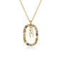 Sterling Silver Gold 26 Alphabet B J P Letters A M Initial Long Chain Necklace Summer Colorful Zircon Ovals