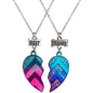 couple necklaces Sequin Stitching Heart Broken Best Friends Necklace Gifts 2PCS/Set