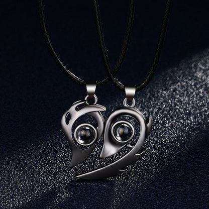2PCS/set matching necklaces for couples 100 Languages I Love You Lovers Heart Magnetic relationship Necklace