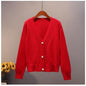Sweater Cardigan Women Autumn Winter V Neck Pearl Single Breasted Loose Short Thicken Sweater Top