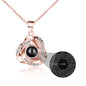 Customize Name Projection Photo Romantic Crystal Rose Necklace Gift