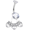 Clear Gem Enchanted Hearts Dangle Belly Ring