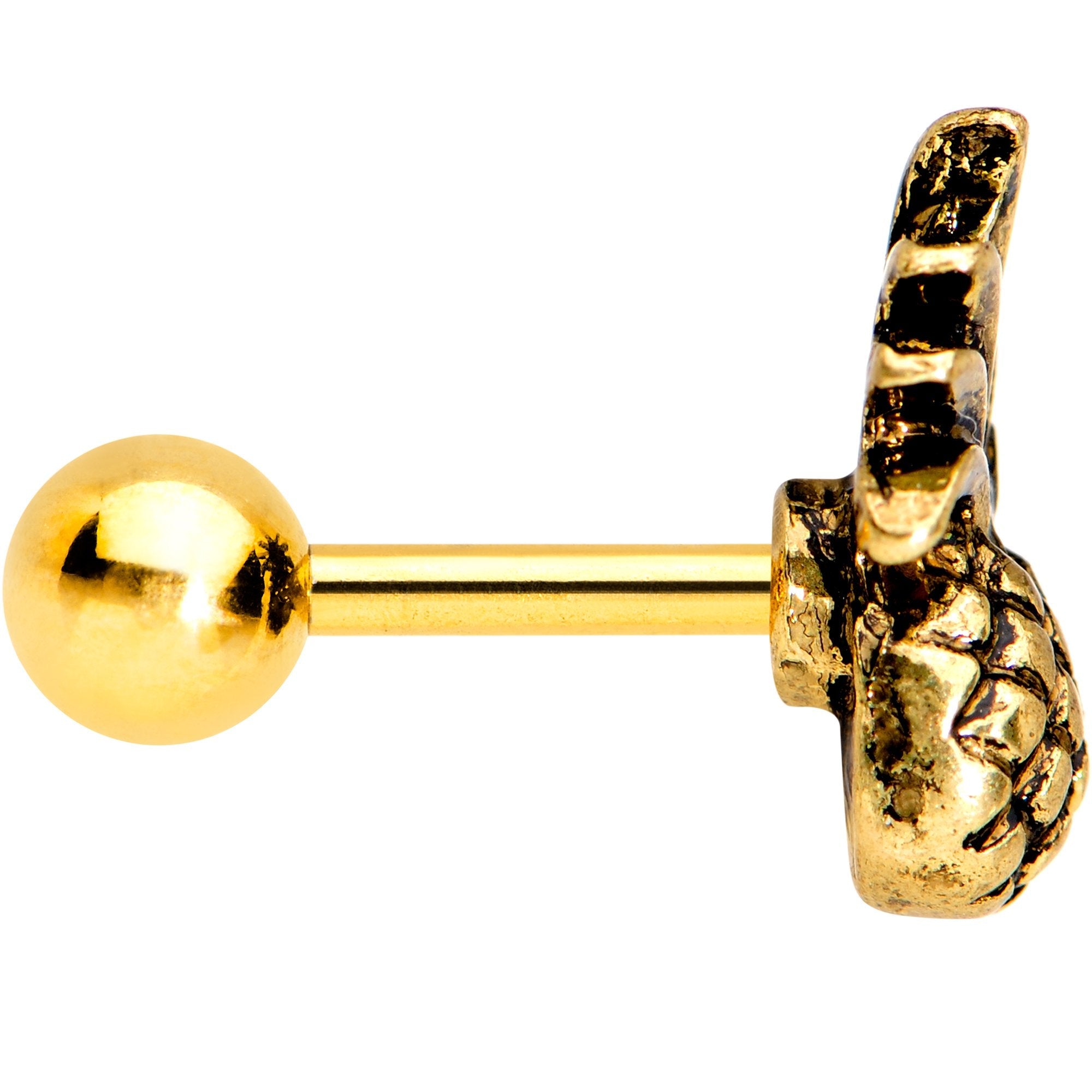 16G 1/4 Gold PVD Pineapple Pizzazz Cartilage Tragus Earring