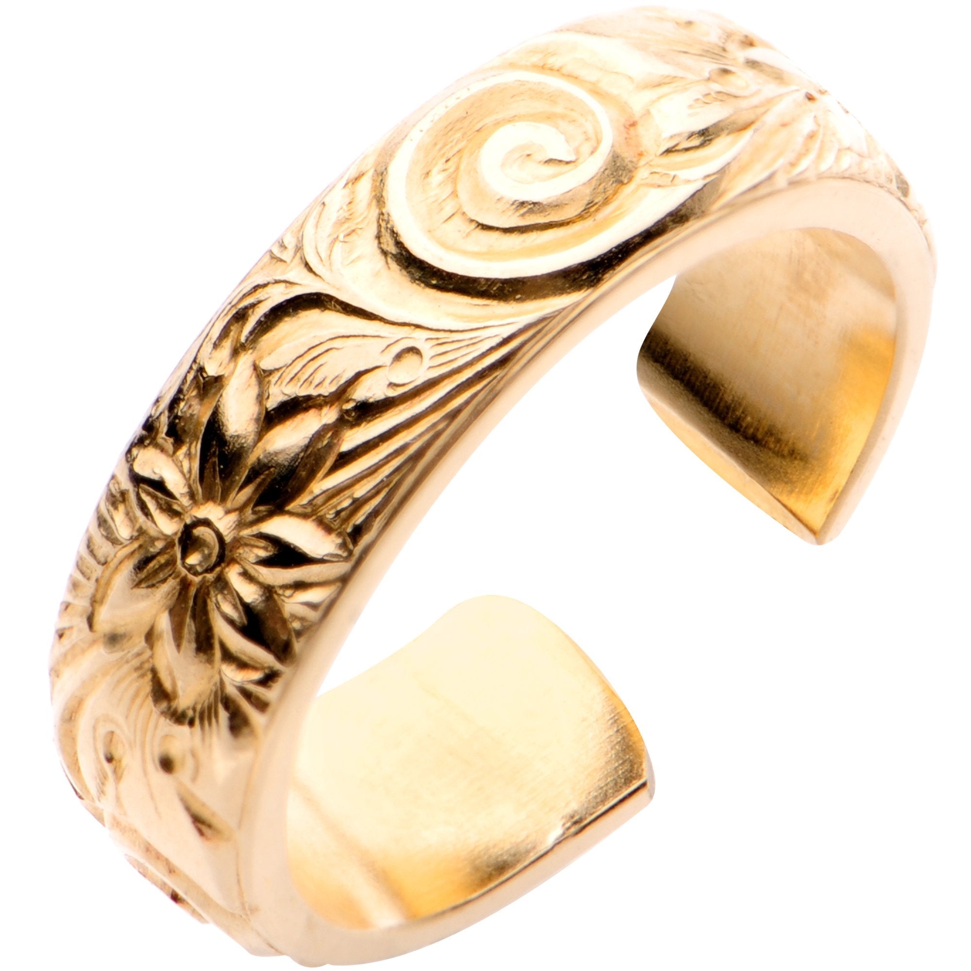 Handcrafted 14k Yellow Gold Filled Swirl Flower Toe Ring