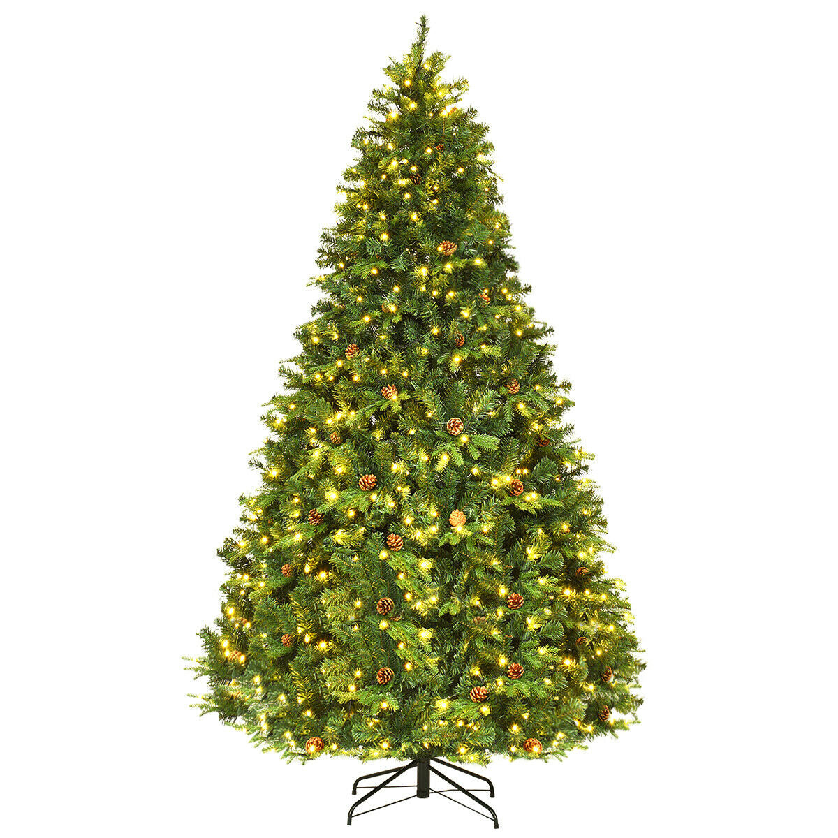 7.5 ft Artificial Christmas Tree with LED Lights and Pine Cones