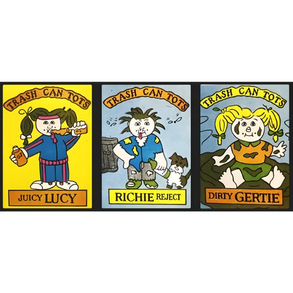 Trash Can Tots Complete Series Stickers 🗑️ Vintage 1980s NOS Vending Set, 10 Strips / 30 Characters
