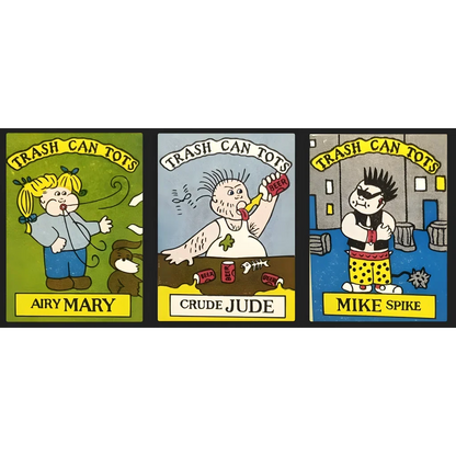 Trash Can Tots Complete Series Stickers 🗑️ Vintage 1980s NOS Vending Set, 10 Strips / 30 Characters