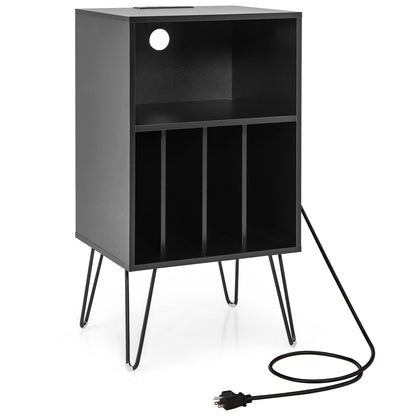 Record Player Stand with Charging Station