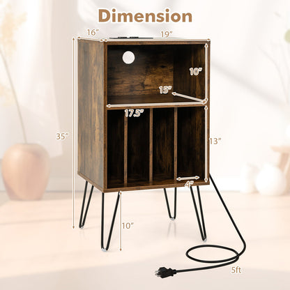 Record Player Stand with Charging Station