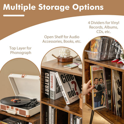Record Player Stand with Charging Station