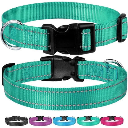 Reflective Nylon Dog Collar | Adjustable Safety Strap for Small and Medium Dogs
