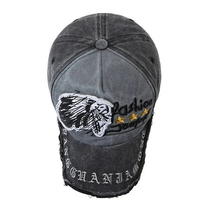 Retro Distressed Letter Embroidery Baseball Cap | Unisex Casual Cotton Hat